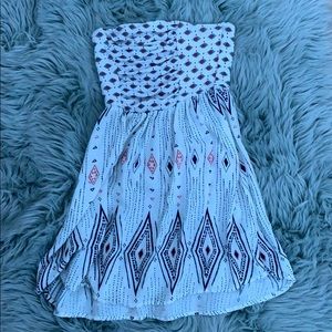 blue white and orange mini dress